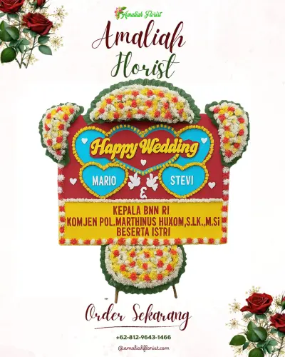 Karangan Papan Bunga Pernikahan di Biawao